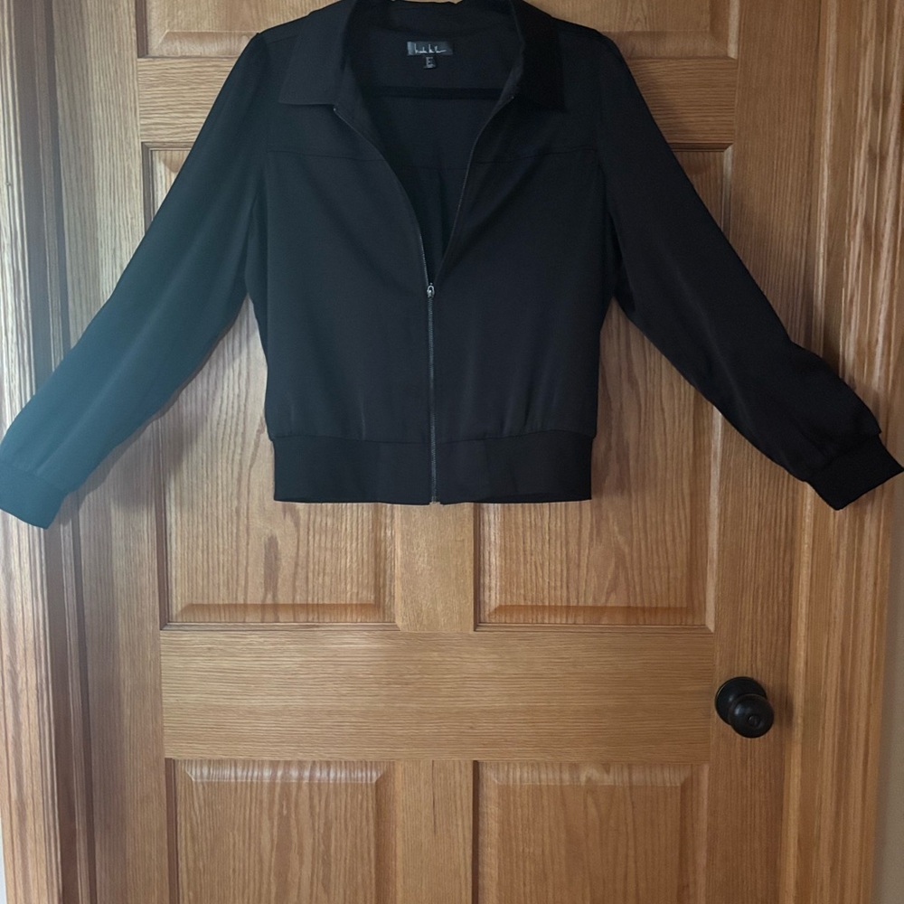Nicole Miller Black Bomber Jacket